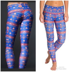 Teeki Leggings Choose Roses Design Blue Size Small